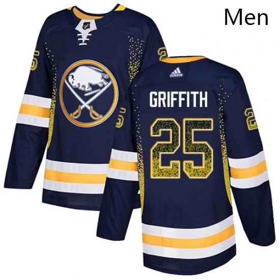 Mens Adidas Buffalo Sabres 25 Seth Griffith Authentic Navy Blue Drift Fashion NHL Jersey